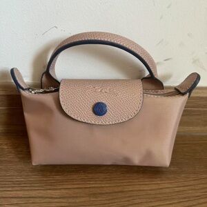 Longchamp Mini Bag in Beige and Dark Blue